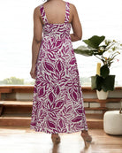Ladies Front Slit Dress - Maroon Floral - StylePhase SA