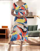 Ladies Front Slit Dress - Multi Color - StylePhase SA
