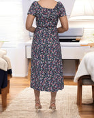 Ladies Front Slit Dress - Navy Floral - StylePhase SA