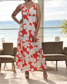 Ladies Front Slit Dress - Orange And Cream - StylePhase SA