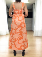 Ladies Front Slit Dress - Orange Floral - StylePhase SA