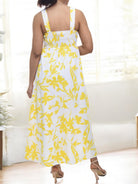 Ladies Front Slit Dress - Yellow Floral - StylePhase SA