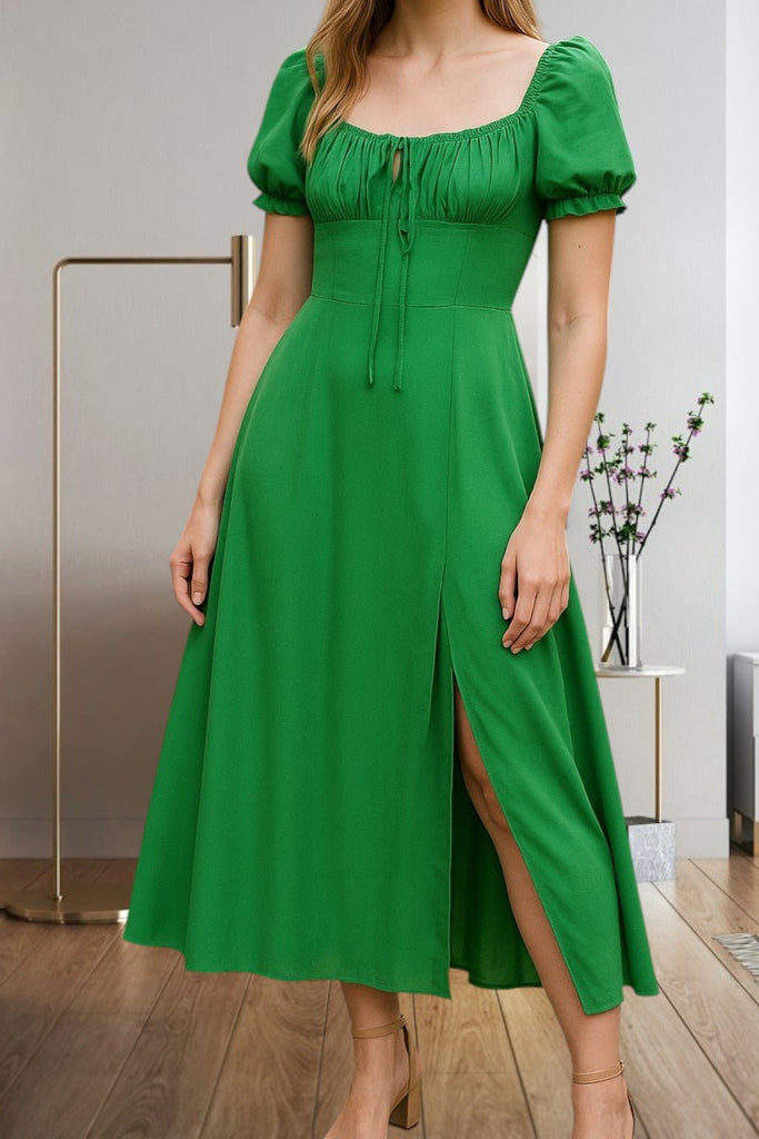 Ladies Front Slit Green Dress - StylePhase SA