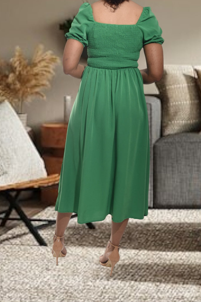 Ladies Front Slit Green Dress - StylePhase SA