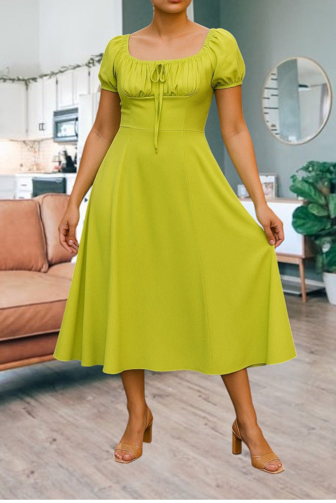 Ladies Front Slit Lime Dress - StylePhase SA