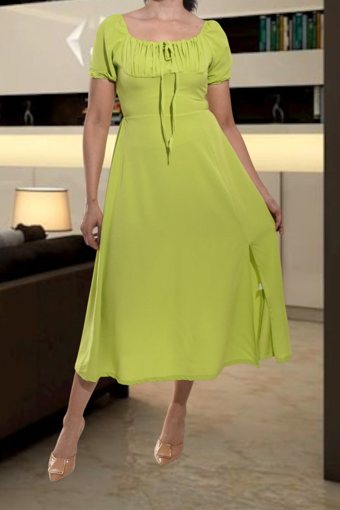 Ladies Front Slit Lime Dress - StylePhase SA