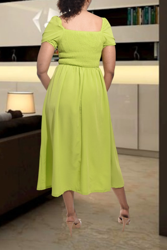 Ladies Front Slit Lime Dress - StylePhase SA