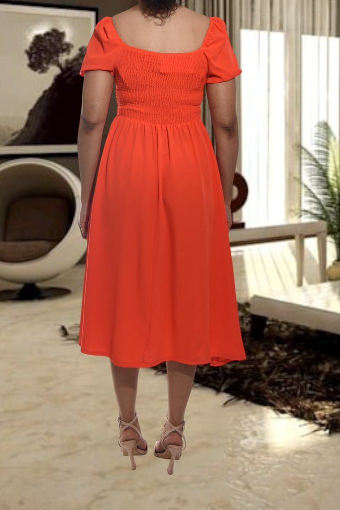Ladies Front Slit Orange Dress - StylePhase SA