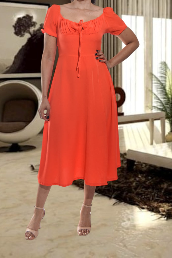 Ladies Front Slit Orange Dress - StylePhase SA