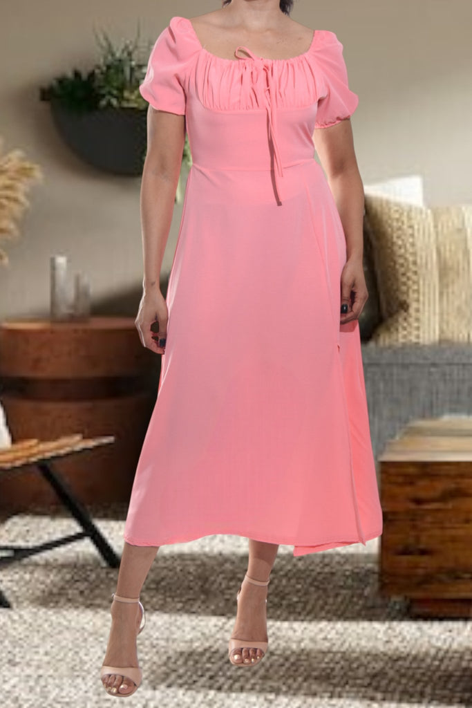 Ladies Front Slit Peach Dress - StylePhase SA