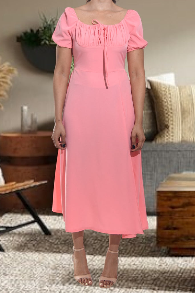 Ladies Front Slit Peach Dress - StylePhase SA