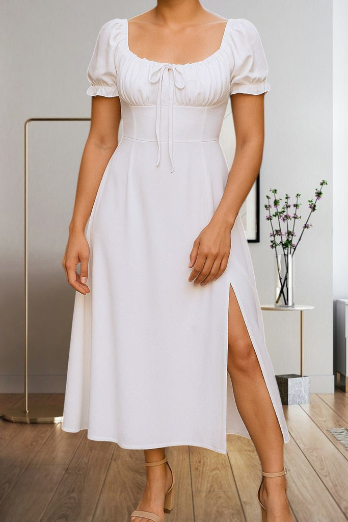 Ladies Front Slit White Dress - StylePhase SA