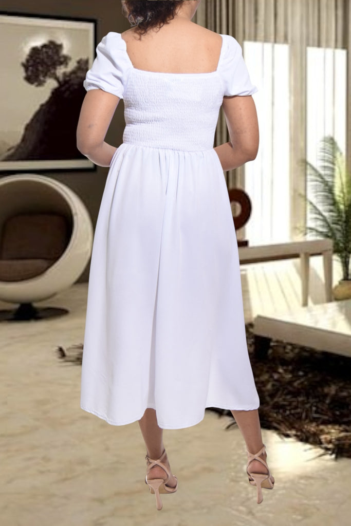 Ladies Front Slit White Dress - StylePhase SA