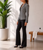 Ladies Gingham Slim Fit Blazer Coat - Black - StylePhase SA