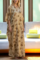 Ladies Gold Floral Free Size Kaftan - StylePhase SA