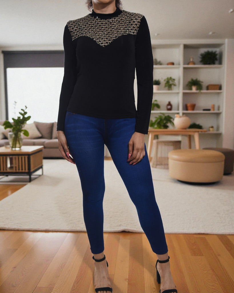 Ladies Gold Pattern Top - StylePhase SA