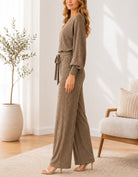 Ladies Gold Shimmer Tie Jumpsuit - New Feeling - StylePhase SA