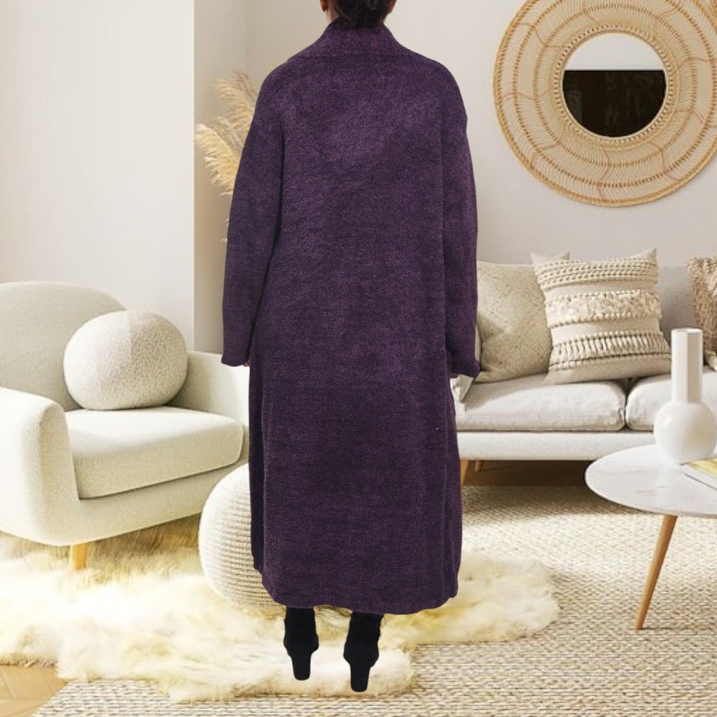 Ladies Grape Fluff Long Pocket Coat - StylePhase SA