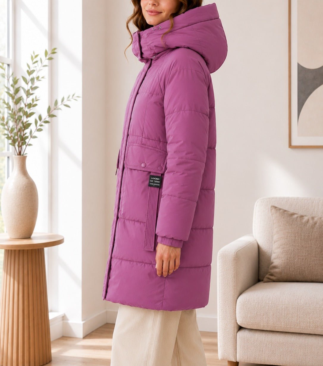 Ladies Grape Pocket Front Puff Jacket - StylePhase SA
