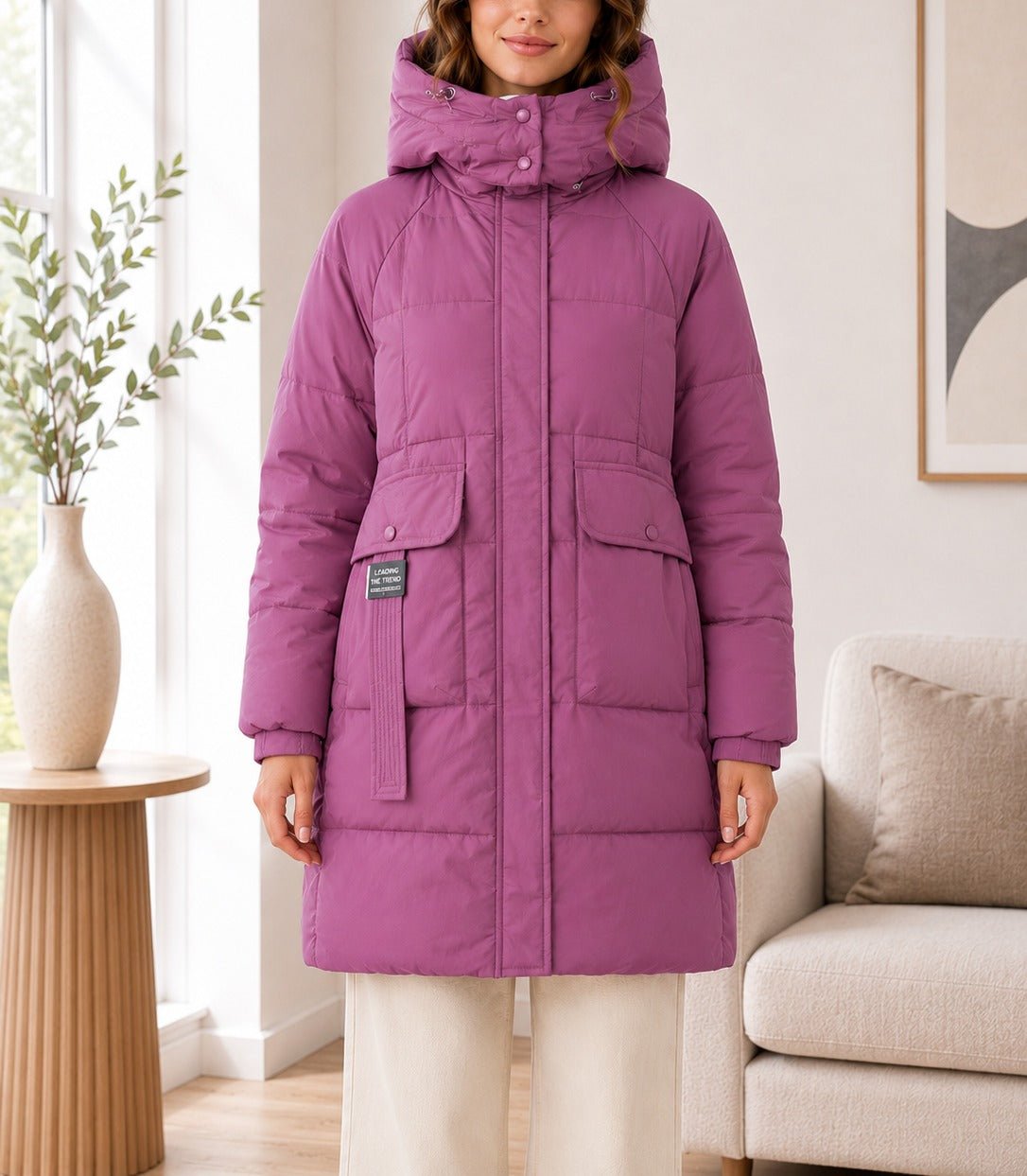 Ladies Grape Pocket Front Puff Jacket - StylePhase SA