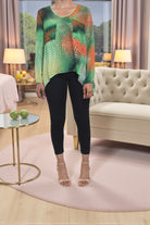 Ladies Green And Orange Pattern Blouse - StylePhase SA