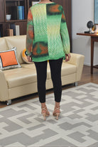 Ladies Green And Orange Pattern Blouse - StylePhase SA
