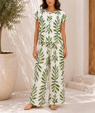 Ladies Green Botanical Print Two Piece Set - StylePhase SA