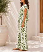 Ladies Green Botanical Print Two Piece Set - StylePhase SA