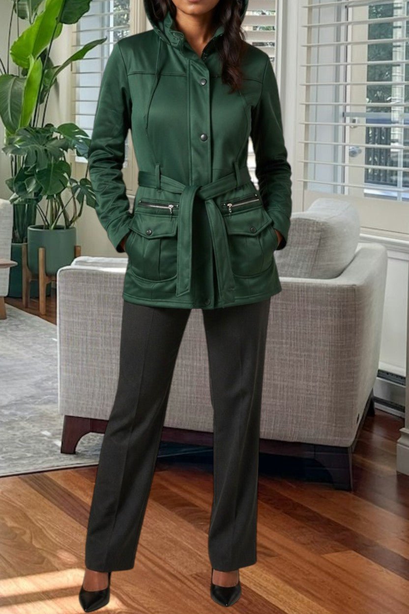 Ladies Green Button Front Hoody Jacket - StylePhase SA