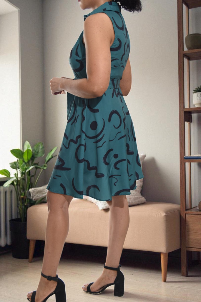 Ladies Green Button Front Mini Dress - StylePhase SA