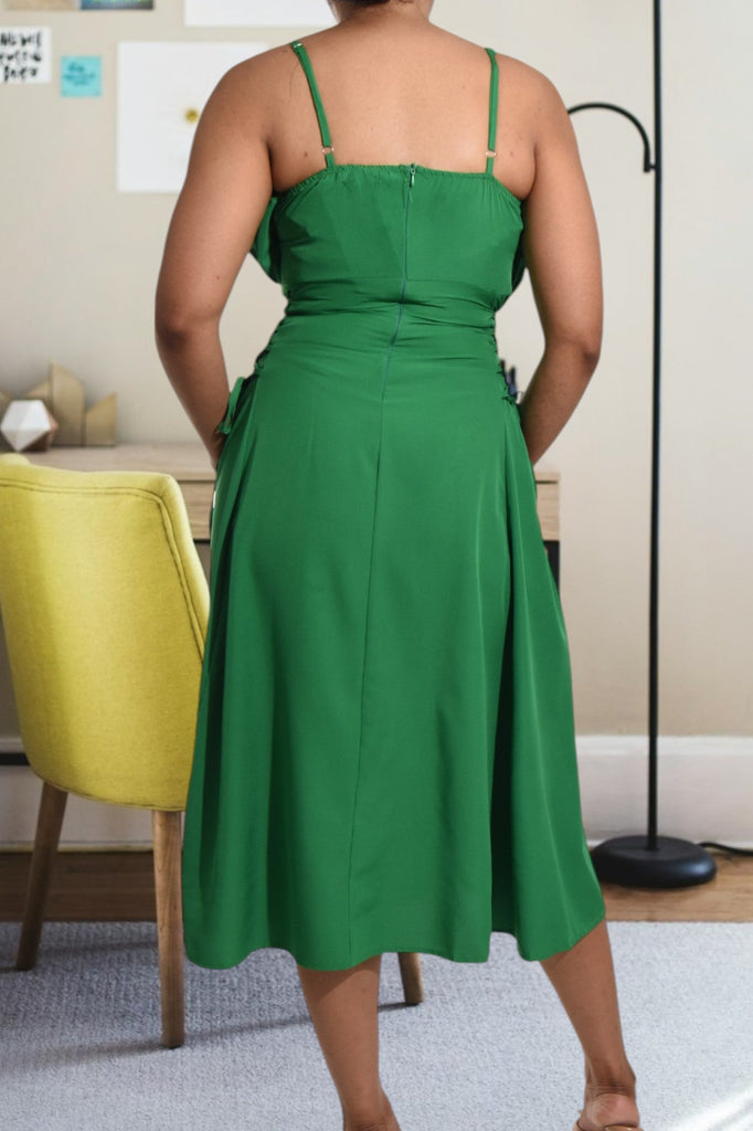 Ladies Green Cami Dress With Waist Tie Dress - StylePhase SA