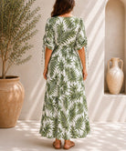 Ladies Green Chiffon Ruche Sleeve Dress - StylePhase SA
