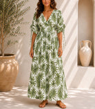 Ladies Green Chiffon Ruche Sleeve Dress - StylePhase SA
