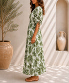 Ladies Green Chiffon Ruche Sleeve Dress - StylePhase SA