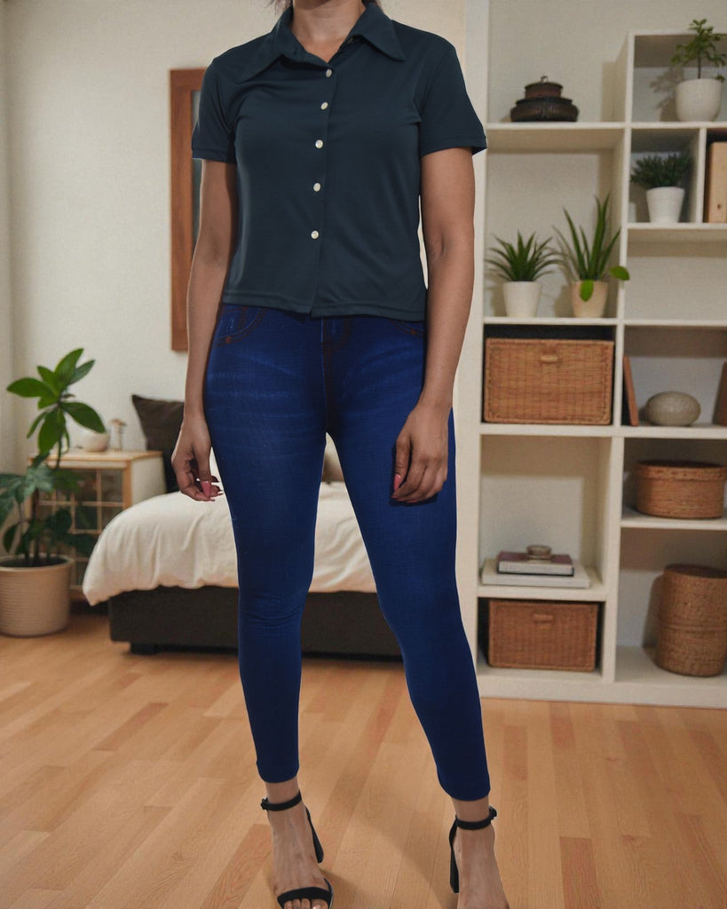 Ladies Green Crop Button Shirt - StylePhase SA