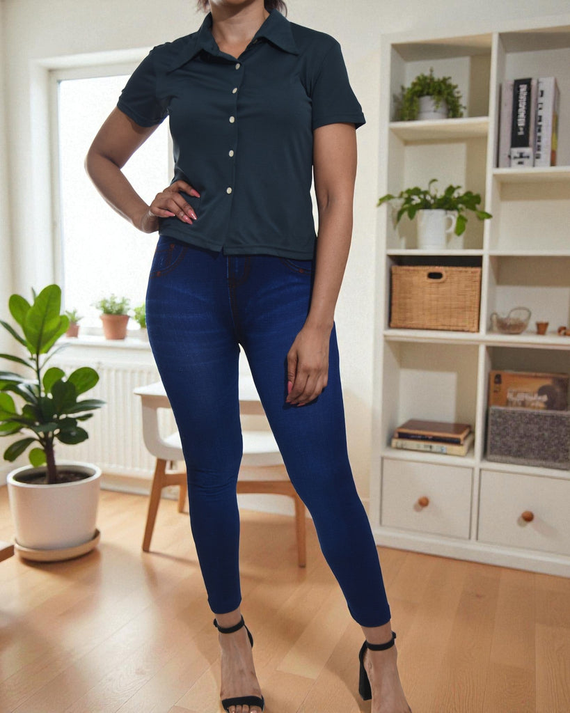 Ladies Green Crop Button Shirt - StylePhase SA