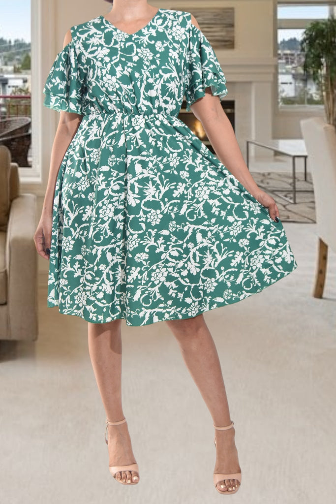Ladies Green Cut Out Sleeve Dress - StylePhase SA