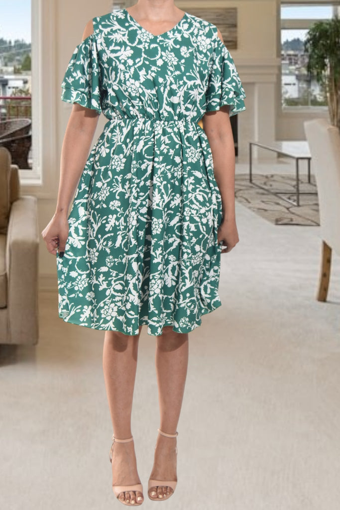Ladies Green Cut Out Sleeve Dress - StylePhase SA