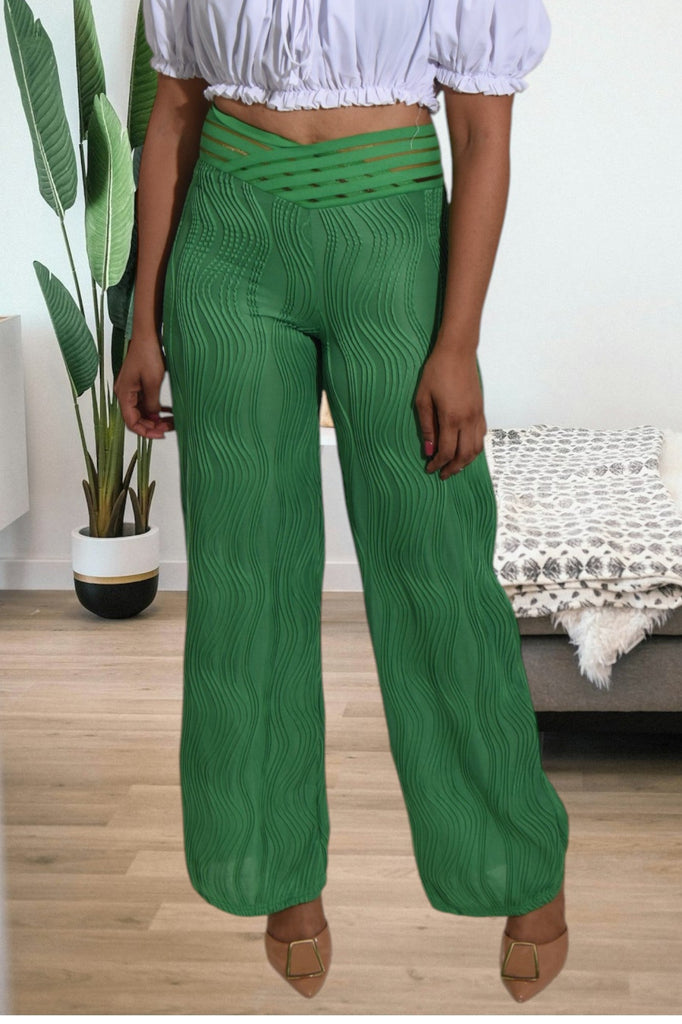 Ladies Green Cut Out Waist Pants - StylePhase SA