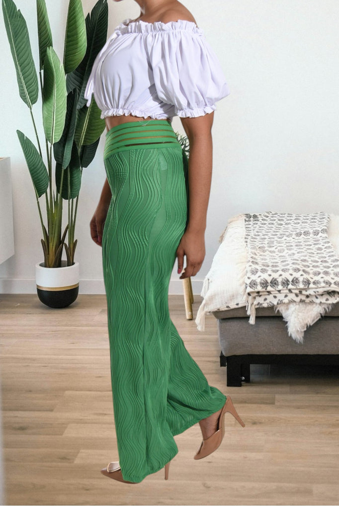 Ladies Green Cut Out Waist Pants - StylePhase SA