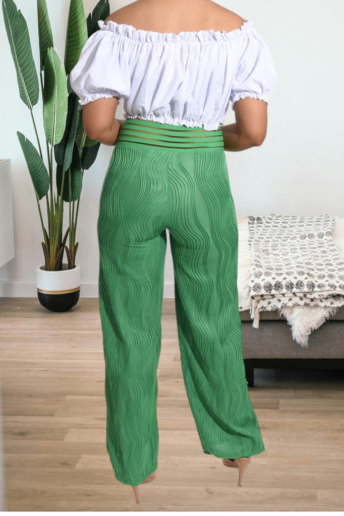 Ladies Green Cut Out Waist Pants - StylePhase SA