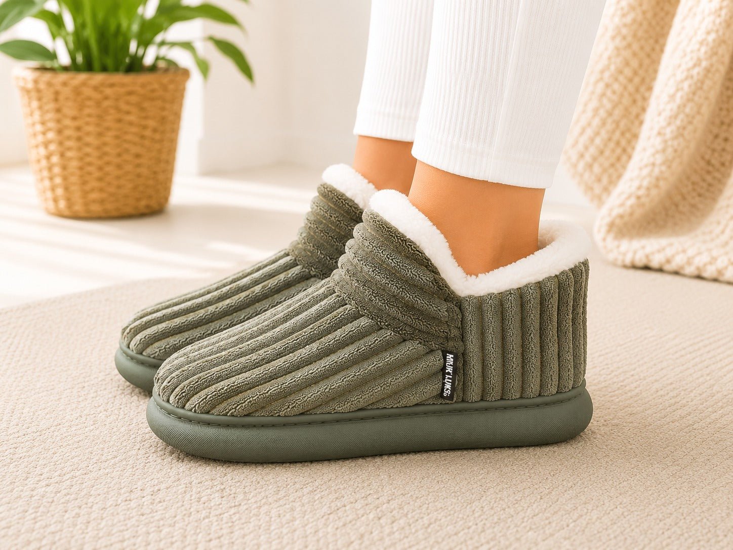 Ladies Green Faux Fur Warm Shoe - StylePhase SA