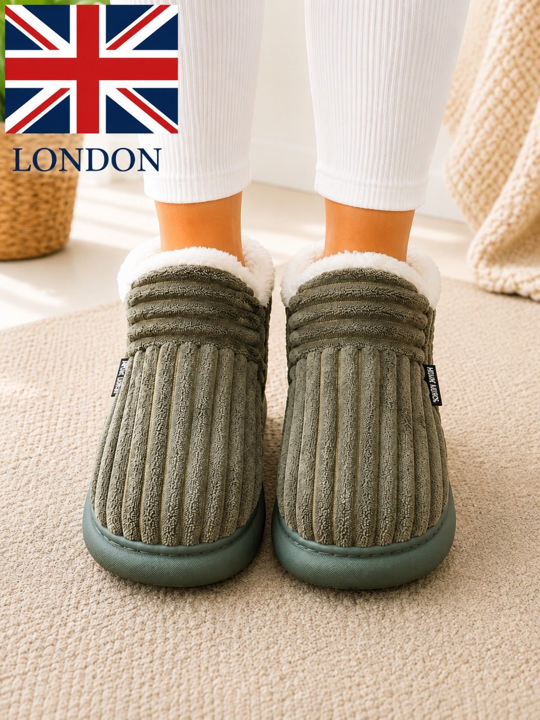 Ladies Green Faux Fur Warm Shoe - StylePhase SA