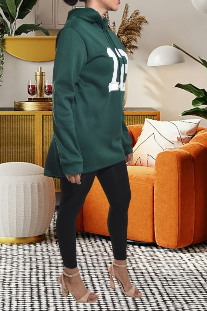 Ladies Green Fleece Printed Dress Top - StylePhase SA