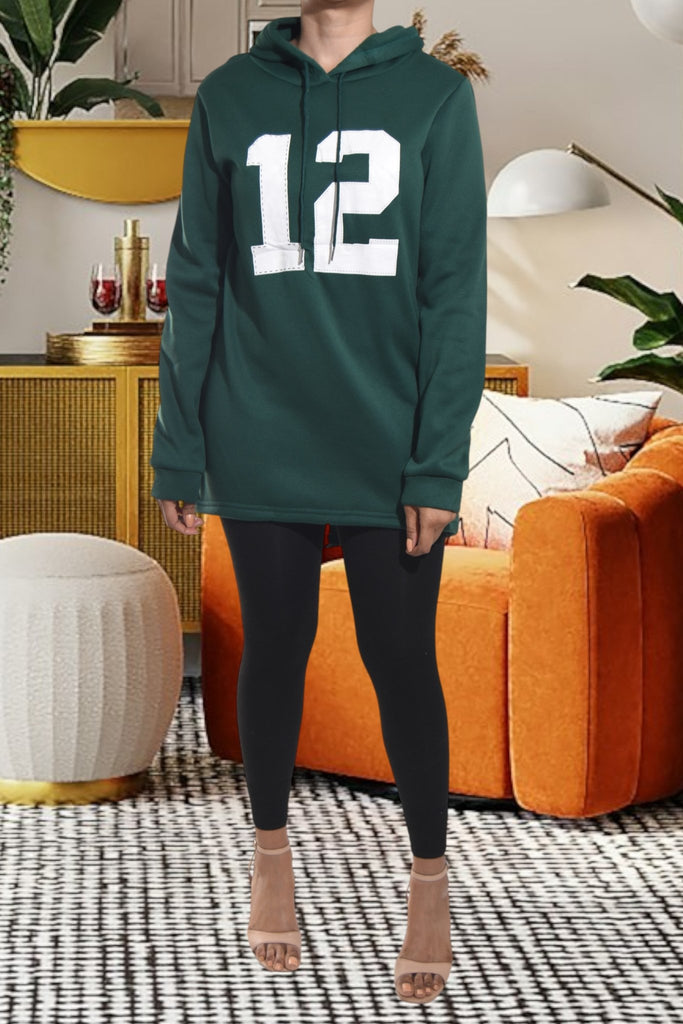 Ladies Green Fleece Printed Dress Top - StylePhase SA