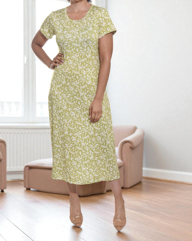 Ladies Green Floral A Line Midi Dress - StylePhase SA