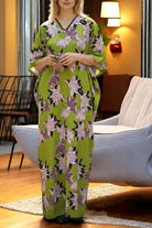 Ladies Green Floral Free Size Kaftan - StylePhase SA