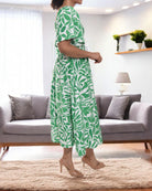 Ladies Green Floral Square Neck Dress - StylePhase SA