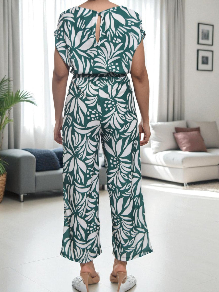 Ladies Green Floral Wide Leg Jumpsuit - StylePhase SA