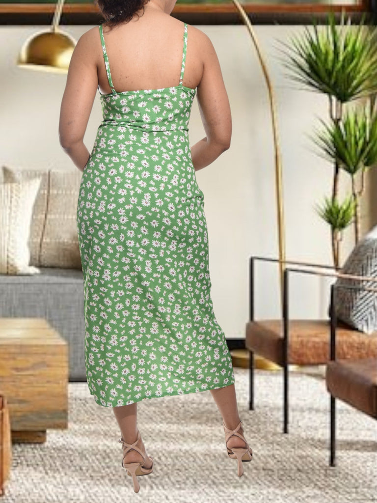 Ladies Green Flower Zip Dress - StylePhase SA